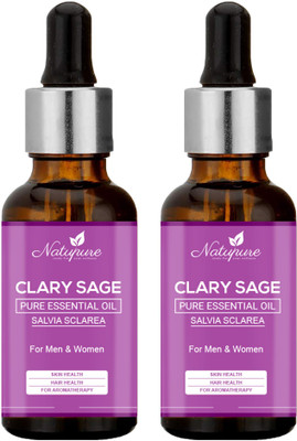 Natupure Clary Sage Essential Oil For Relaxation and Glowing Skin Care Combo Pack of 2(30 ml)