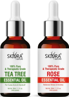 Skiura Nature Tea Tree Essential Oil & Rose Essential Oil For Skin and Hair Care(60 ml)