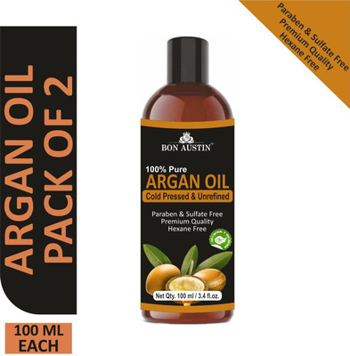 Bon Austin Premium Argan oil - Cold Pressed & Unrefined Combo pack of 2 bottles of 100ml(200 ml)(200 ml)