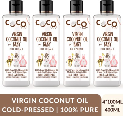 COCO CRUSH Virgin Coconut Oil for Baby Massage Pure, Natural | Body, Hair | 4*100 ml(400 ml)