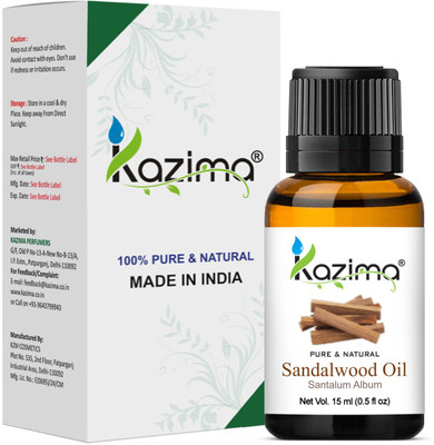 Kazima Sandalwood Essential Oil for Skin, Face & Aromatherapy | Chandan Oil for Pooja(15 ml)