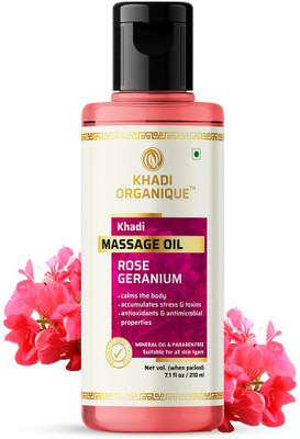 khadi ORGANIQUE Rose Geranium Massage Oil Without Mineral(210 ml)