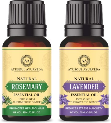 Ayusoul Ayurveda Natural Rosemary| Lavender Essential Oil Combo Pack for Hair & Skin(30 ml)
