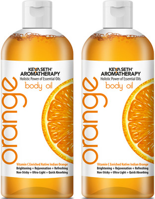 KEYA SETH AROMATHERAPY Orange Body Oil Skin Lightening Rejuvenating Non-Sticky for Daily Use After Bath(800 ml)