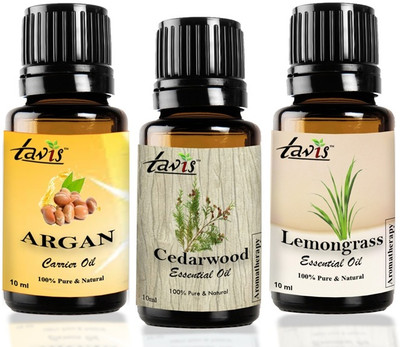 Tavis Argan, Cedarwood & Lemongrass Oil for Skin Care | Hair Care | Aroma | Pack of 3(30 ml)