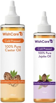 WishCare Premium Cold Pressed Castor Oil (200ML) & Cold Pressed Natural Jojoba Oil (100ML)(300 ml)