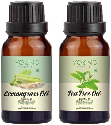 Young Chemist Pack of 2 Lemongrass & Tea Tree Essential Oils Combo for Aromatherapy (15MLx2)(30 ml)