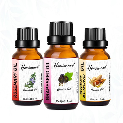 Heavennce Grapeseed, Rosemary, Sweet Almond Oil for Skin & Haircare | Aroma | Pack of 3(45 ml)