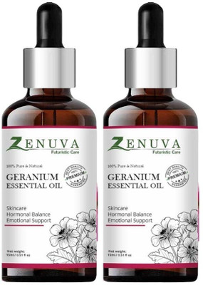 Zenuva Pure Geranium Essential Oil – Pack of 2 for Mood Boost & Skin Care(30 ml)