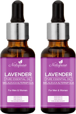 Natupure Lavender Essential Oil For Stress, Hair, Skin and Sleep Combo Pack of 2(60 ml)