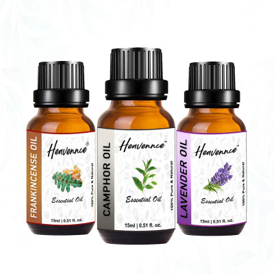 Heavennce Camphor, Frankincense & Lavender Oil for Hair & Skin | Aromatherapy | Pack of 3(45 ml)