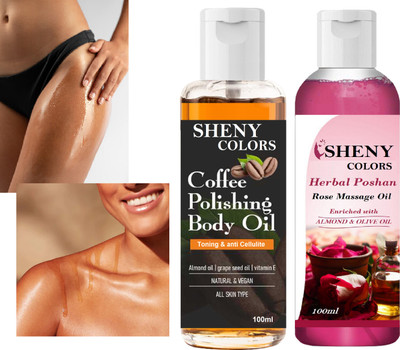SHENY COLORS Coffee & Rose Infused Body Oil – For Couples & Daily Self-Care(200 ml)