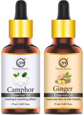 Nuerma Science Camphor Essential Oil & Ginger Essential Oil (Pack of 2, 15 ML Each)(30 ml)