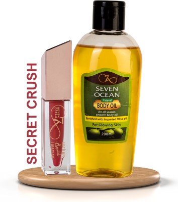 Seven Ocean SECRET CRUSH LIPSTICK WITH NATURAL BODY OIL 200ml (PACK OF 2 COMBO)(210 ml)