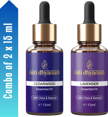 Neti Dhyanam Cedarwood & Lavender Essential Oils | Aromatherapy & Meditation | Combo of 2(30 ml)
