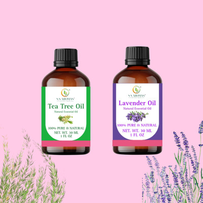 S S AROMAS Lavender oil, Tea Tree oil - for Oil Diffusers & Aromatherapy 2 x 30 ML(60 ml)