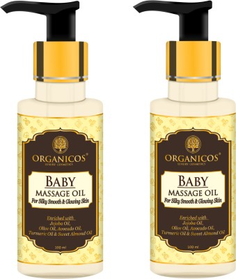 ORGANICOS Ayurvedic Baby Massage Oil With Jojoba, Olive, Avocado Oil, Pack of 2(100 ml)