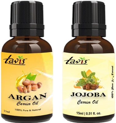 Tavis Argan Oil, Jojoba Oil Combo for Hair | Skin | Pack of 2(30 ml)