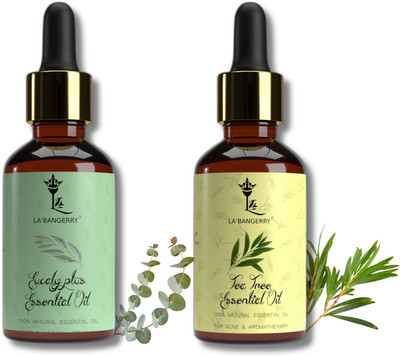 La'bangerry Pure Tea Tree & Eucalyptus Essential Oils Combo for Acne & Aromatherapy(60 ml)