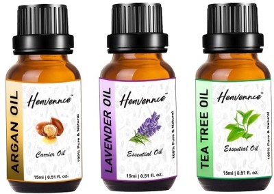 Heavennce Argan Oil, Lavender Oil & Tea Tree Oil Combo for Skincare, Hair Care, Face care(45 ml)