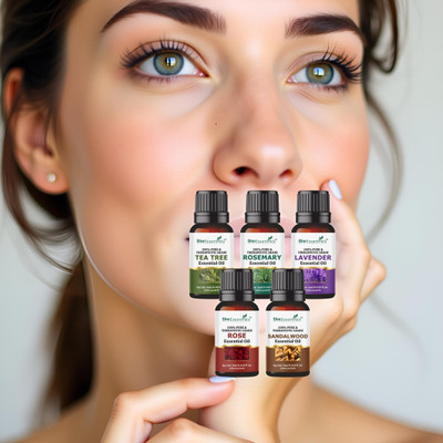 She Essentials Natural Oils Combo Pack of 5 – Lavender, Sandalwood, Rose, Tea Tree, Rosemary(25 ml)