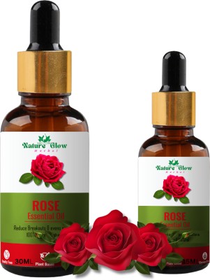 Nature Glow Herbal Pure Rose Essential Oil | Improves Hair Growth, Strengthens Hair | Pack of 2(45 ml)