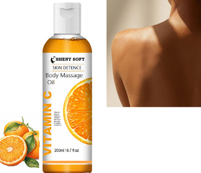 sheny soft Non-Sticky for Daily Use After Bath, Massage Oil Orange & Vitamin C(200 ml)