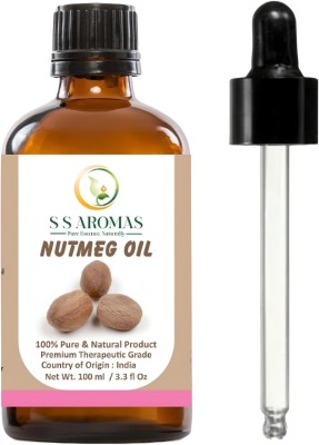 S S AROMAS Natural Nutmeg Oil/Steem Distilled/Skin and Hair Care/Pain Relief(100 ml)