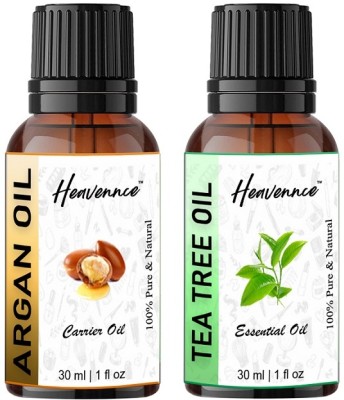 Heavennce Argan Oil | Tea Tree Oil Combo for Hair | Skin | Aromatherapy | Pack of 2(60 ml)