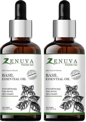 Zenuva Pure Basil Essential Oil – Pack of 2 for Skin Care, Hair Strength & Aroma(30 ml)