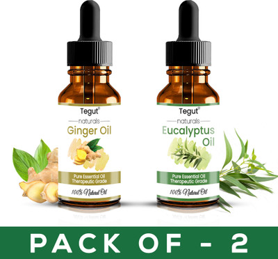 Tegut Essential Oils Ginger and Eucalyptus Pure and Natural Oils 15ml (Pack of 2)(30 ml)