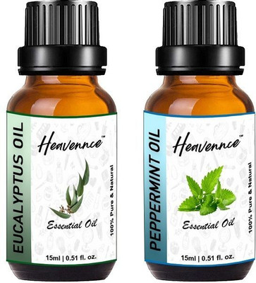Heavennce Eucalyptus & Peppermint Oil Combo for Cough & Cold, Reduce Headache, Pack of 2(30 ml)