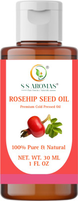 S S AROMAS Natural Rosehip Seed Oil/Cold Pressed/Antiageing, Brings Glow/Treatement Face(30 ml)