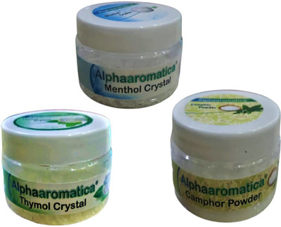 alphaaromatica Camphor,Thymol, Menthol, Combo-50gm each Ajwain ka phool - Peppermint - Kapoor(150 g)