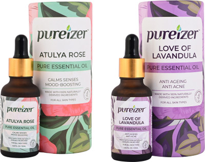 Pureizer Pure Rose & Lavender Essential Oils (Pack of 2)(60 ml)