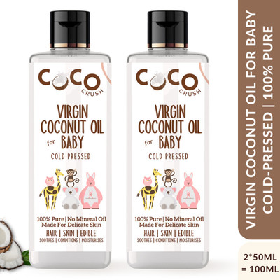 COCO CRUSH Virgin Coconut Oil for Baby Massage | Cold Pressed & Pure | Body, Hair | 2*50ml(100 ml)