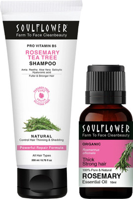 Soulflower Rosemary Tea Tree Shampoo (200ml) & Rosemary Essential Oil (10ml)(210 ml)