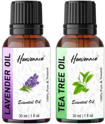 Heavennce Lavender Oil | Tea Tree Oil Combo for Hair | Skin | Aromatherapy | Pack of 2(60 ml)