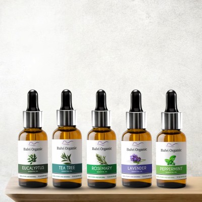 Balvi Organic Tea Tree, Lavender, Rosemary, Peppermint and Eucalyptus Combo Pack (15 ml each)(75 ml)