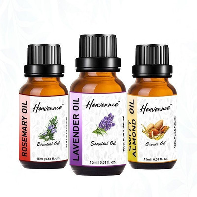 Heavennce Lavender, Rosemary, Sweet Almond Oil for Skincare & Haircare | Aroma | Pack of 3(45 ml)