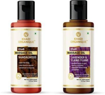 Organique Sandalwood and Lavender & Ylang Ylang Body Massage Oil Pack of 2(240 ml)