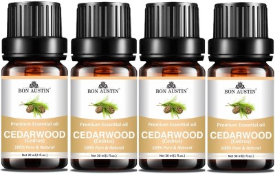 Bon Austin Cedarwood Essential Oil for Healthy Skin Hair Fall, Diffuser - 30ml Pack of 4(120 ml)