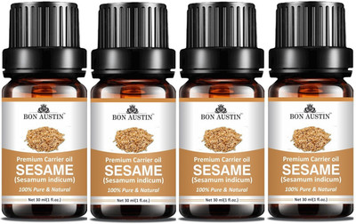 Bon Austin Sesame Carrier Oil with Rich Aroma & Flavour of Real Sesame Seed -30ml Pack of 4(120 ml)