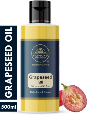 Wildflower essentials Grapeseed Oil For Skin Tightening, Acne, Hair Growth, Anti-Ageing, & Fine Lines(500 ml)