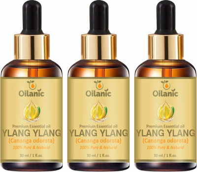 Oilanic Premium Ylang Ylang Essential Oil Combo pack of 3 bottles of 30 ml(90 ml)(90 ml)