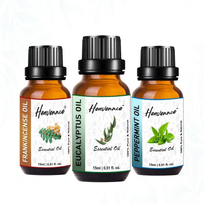 Heavennce Eucalyptus, Frankincense & Peppermint Oil for Skin & Hair Care|Aroma|Pack of 3(45 ml)