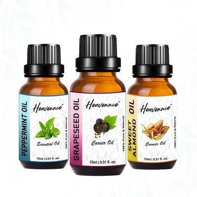 Heavennce Grapeseed, Peppermint, Sweet Almond Oil for Skin & Haircare | Aroma | Pack of 3(45 ml)