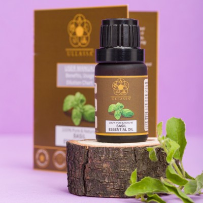 ULLASSA Basil Essential Oil | Acne Pimple | Skin Cleansing & Purifying | Pure Tulsi Oil(10 ml)