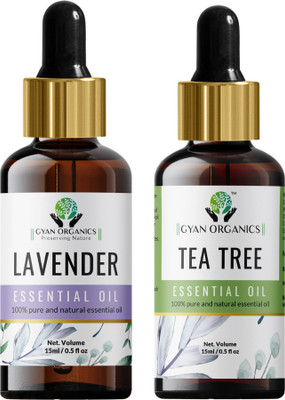 Gyan Organics Tea Tree oil & Lavender Essential oils - Combo offer - Pack of 2(30 ml)