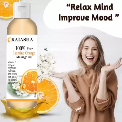 KAIASHA Jasmine & Orange Massage Oil with Vitamin E for Shiny Body Oil for After Bath(200 ml)